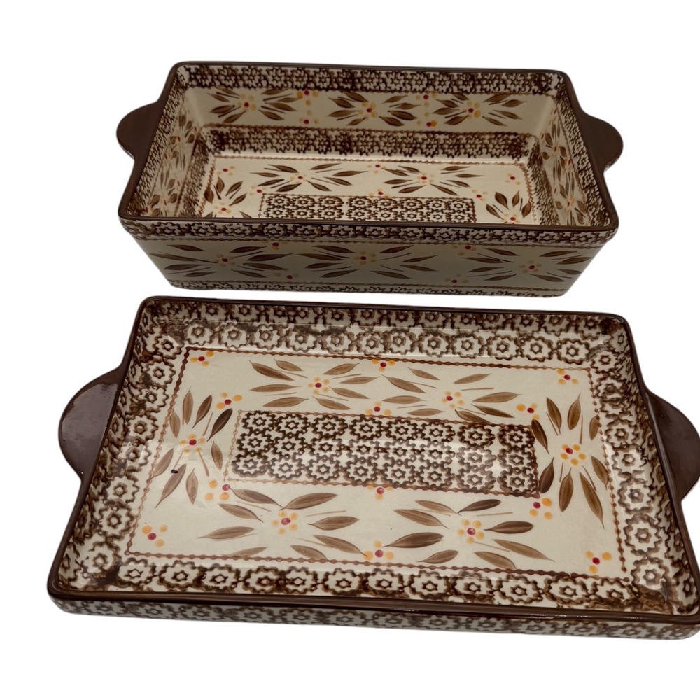Temp-tations by Tara Old World Brown Ceramic Baker and Lid Platter Set CWE-BT5